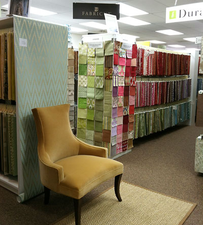 Photo of showroom fabric samples